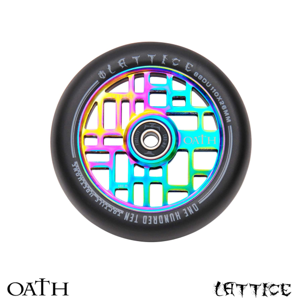 OATH Stuntscooter 110mm Wheel LATTICE - neochrome/ PU schwarz - 2 Stück 2